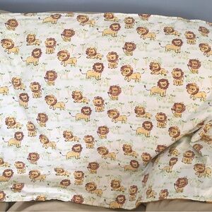 Lion Print flannel and yellow flowers -stripes fleece backing. All new fabric